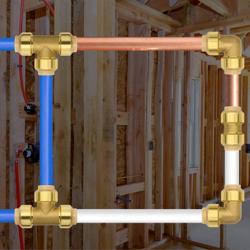 Ruby Q 12 Pack Push-to-Connect Plumbing Fittings, 1/2" Pushfit Elbow Fittings with Disconnect Clip for Copper, PEX, CPVC Pipe - Image 5